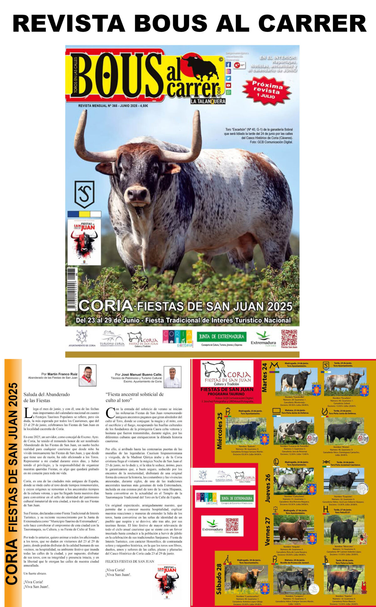 Revista Bous al Carrer te aconseja ir a los toros de San Juan de Coria, Cáceres.